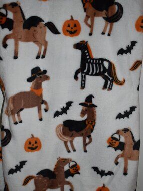 Halloween Costume Horse Bats Jack O Lantern Velvet Plush Fleece Throw Blanket